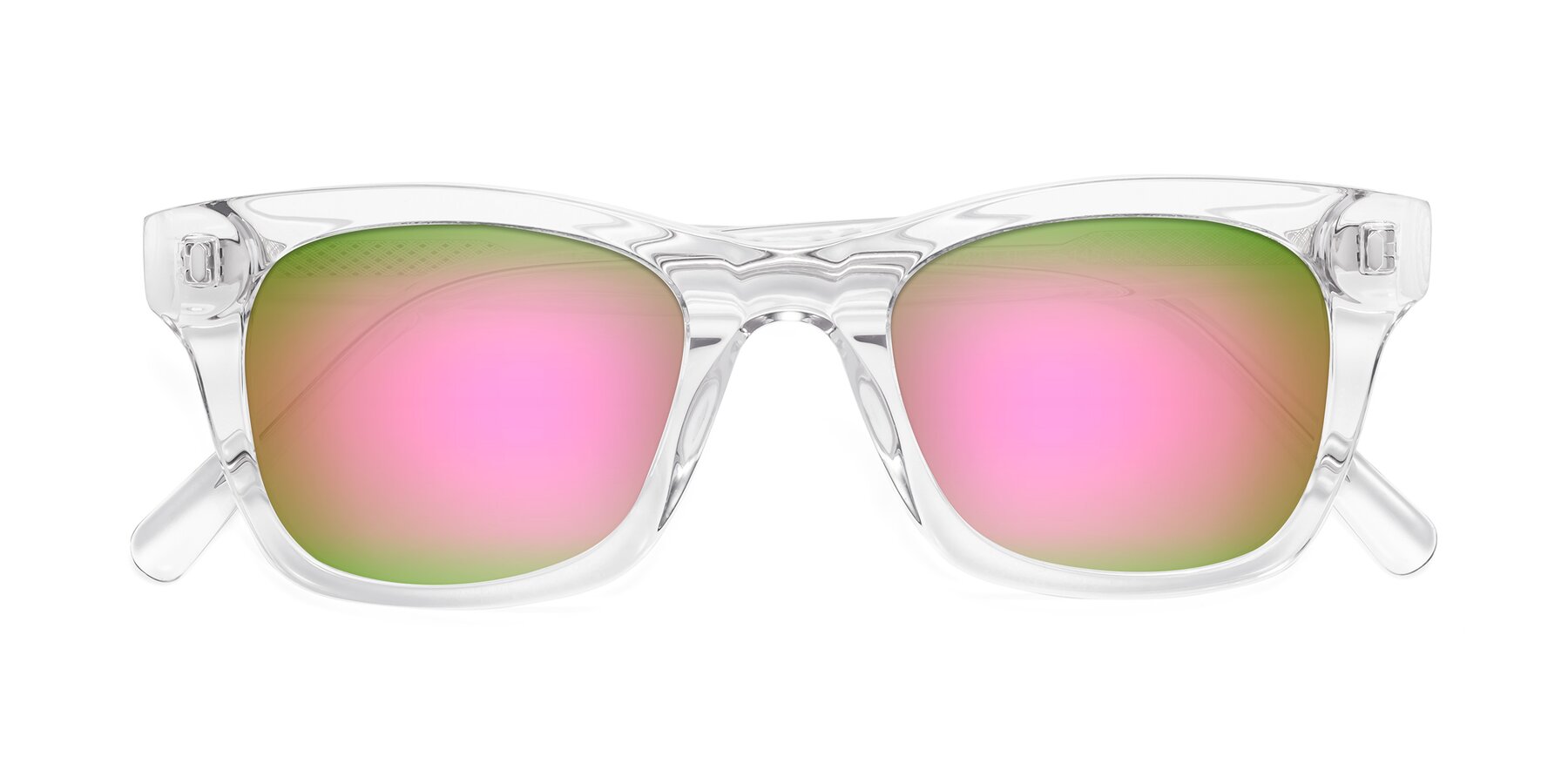 Folded Front of Ben in Clear with Pink Mirrored Lenses