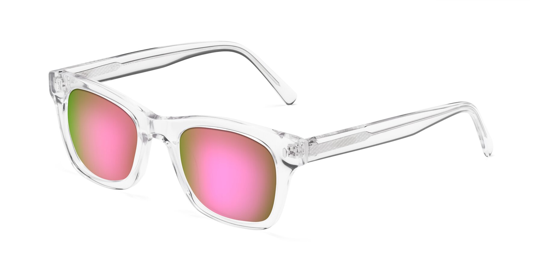 Angle of Ben in Clear with Pink Mirrored Lenses