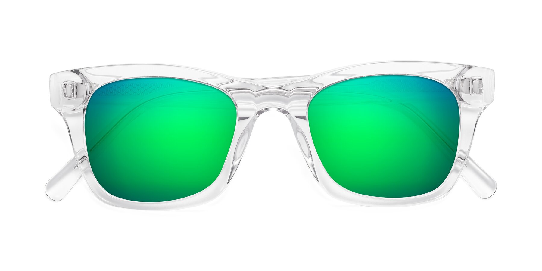 Folded Front of Ben in Clear with Green Mirrored Lenses