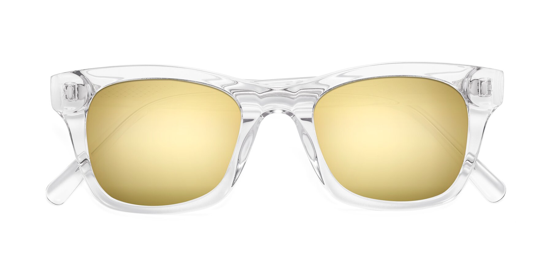 Folded Front of Ben in Clear with Gold Mirrored Lenses