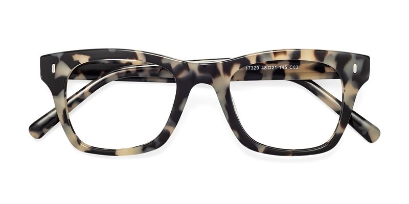 Transparent Gray Geek-Chic Square Geometric Eyeglasses - Medhi