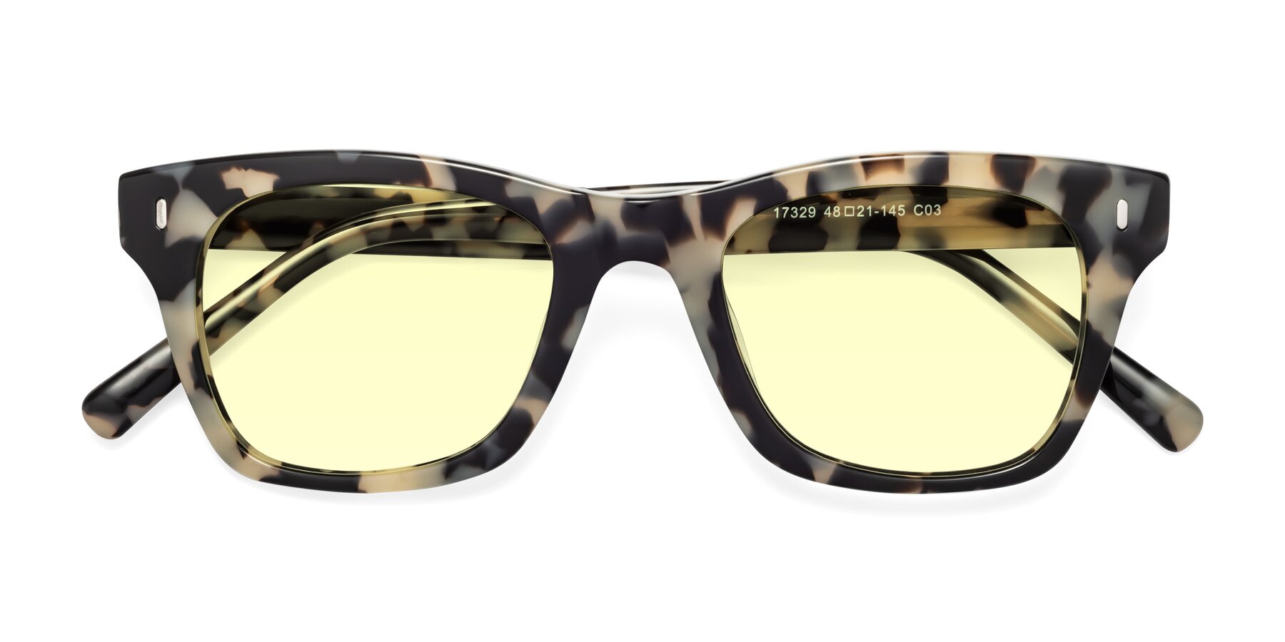 Folded Front of Ben in Havana with Light Yellow Tinted Lenses