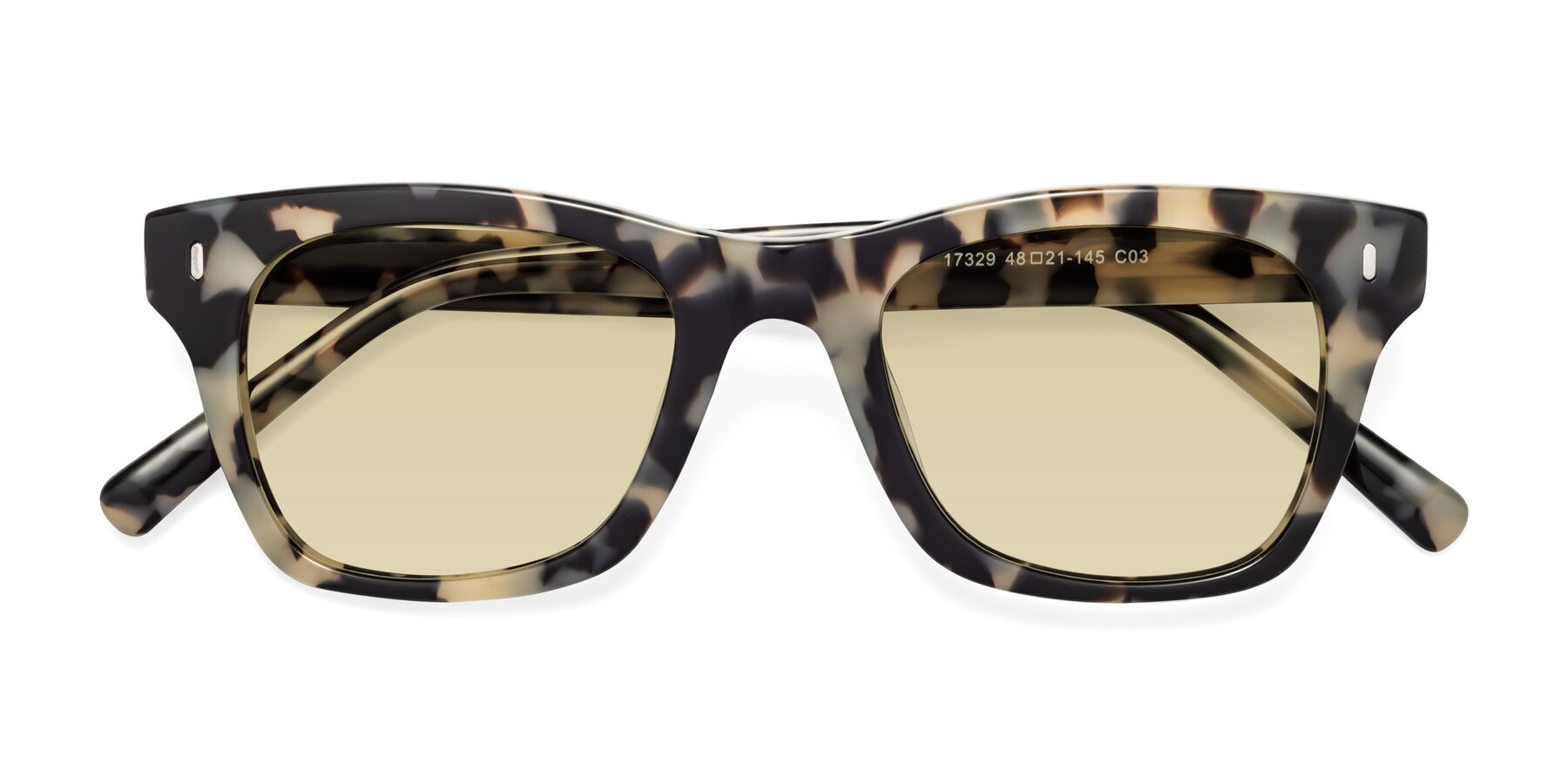Folded Front of Ben in Havana with Light Champagne Tinted Lenses