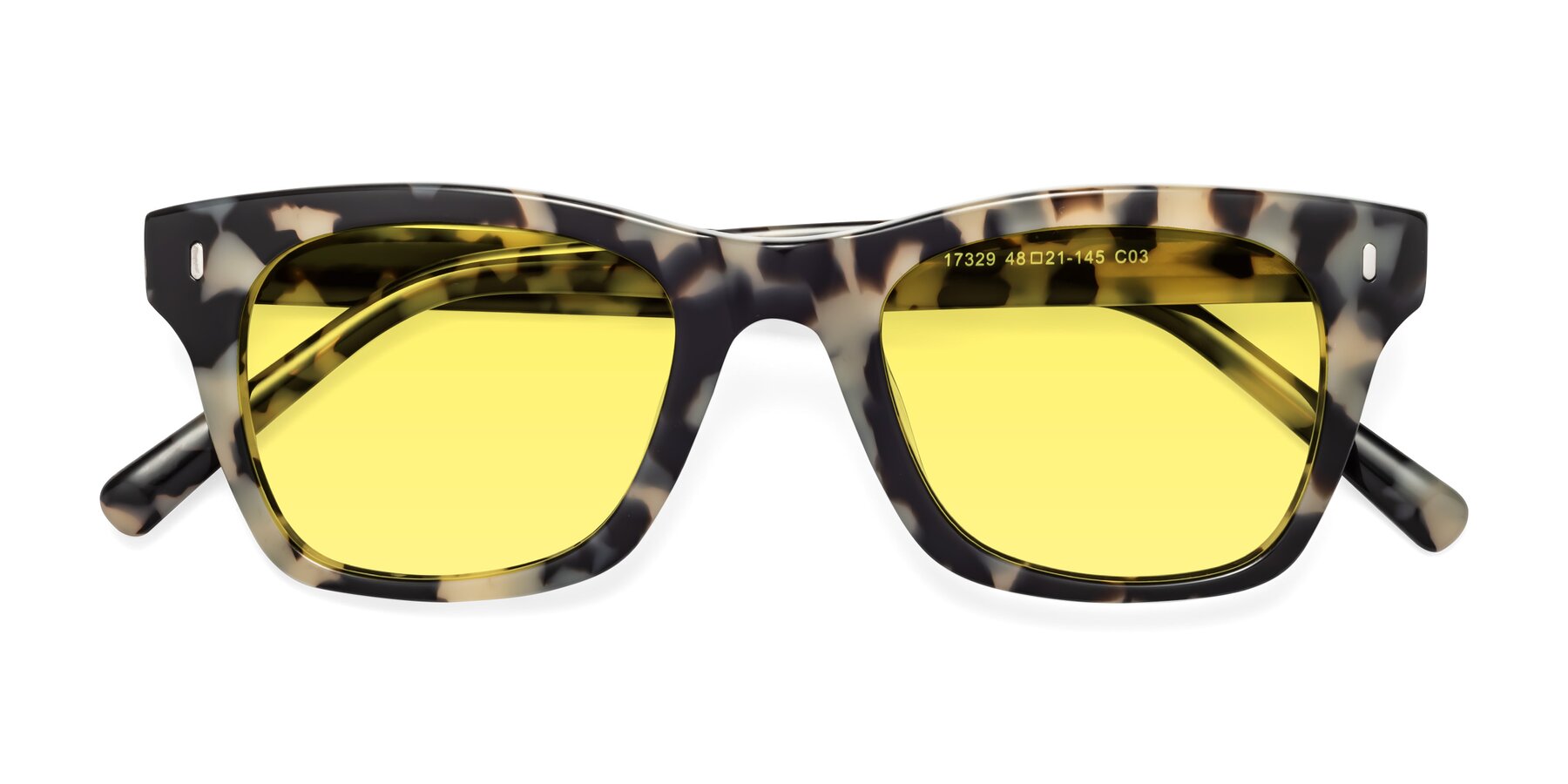 Folded Front of Ben in Havana with Medium Yellow Tinted Lenses