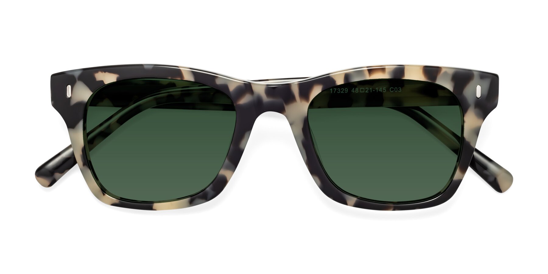 Folded Front of Ben in Havana with Green Tinted Lenses