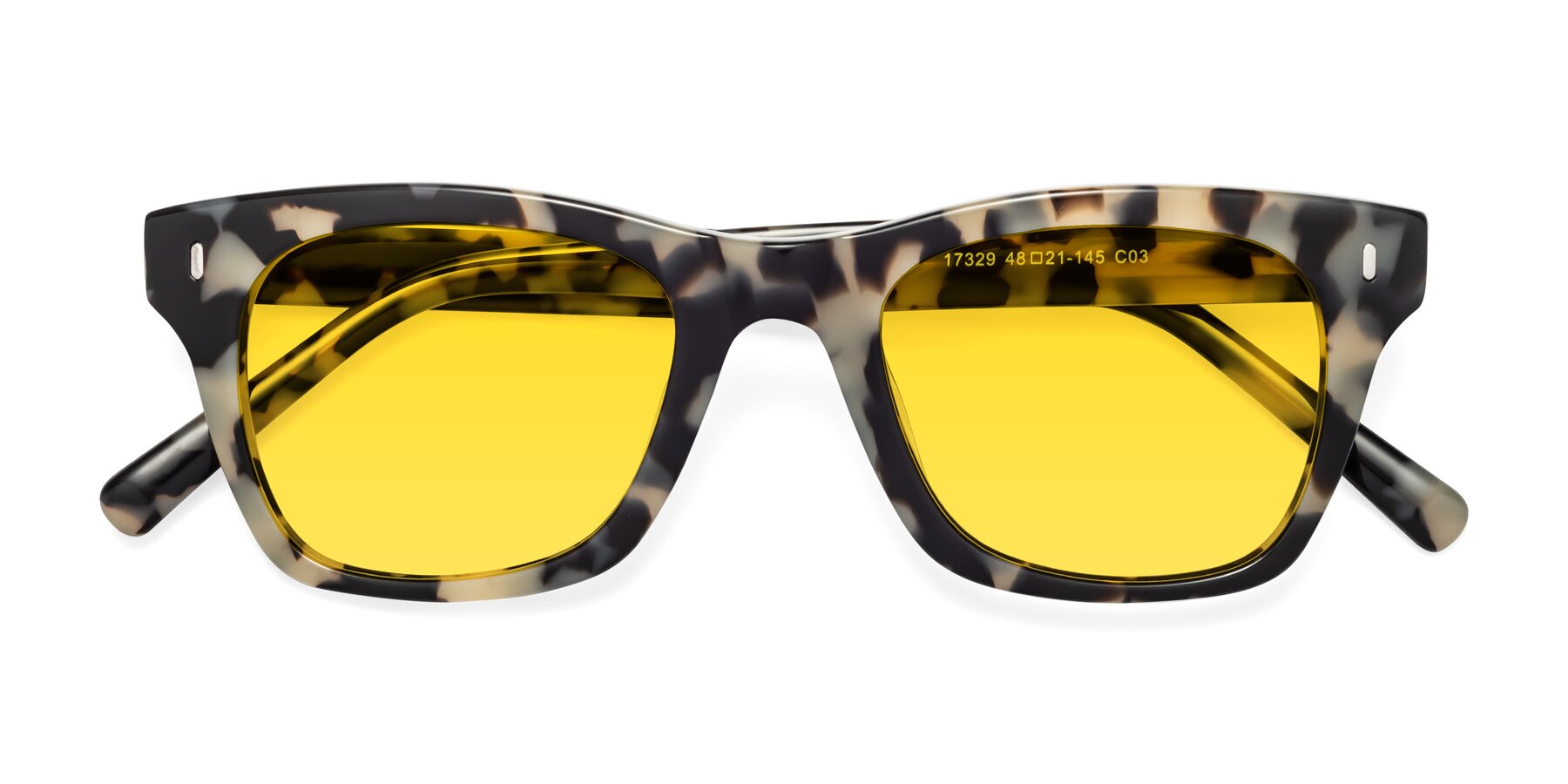 Folded Front of Ben in Havana with Yellow Tinted Lenses