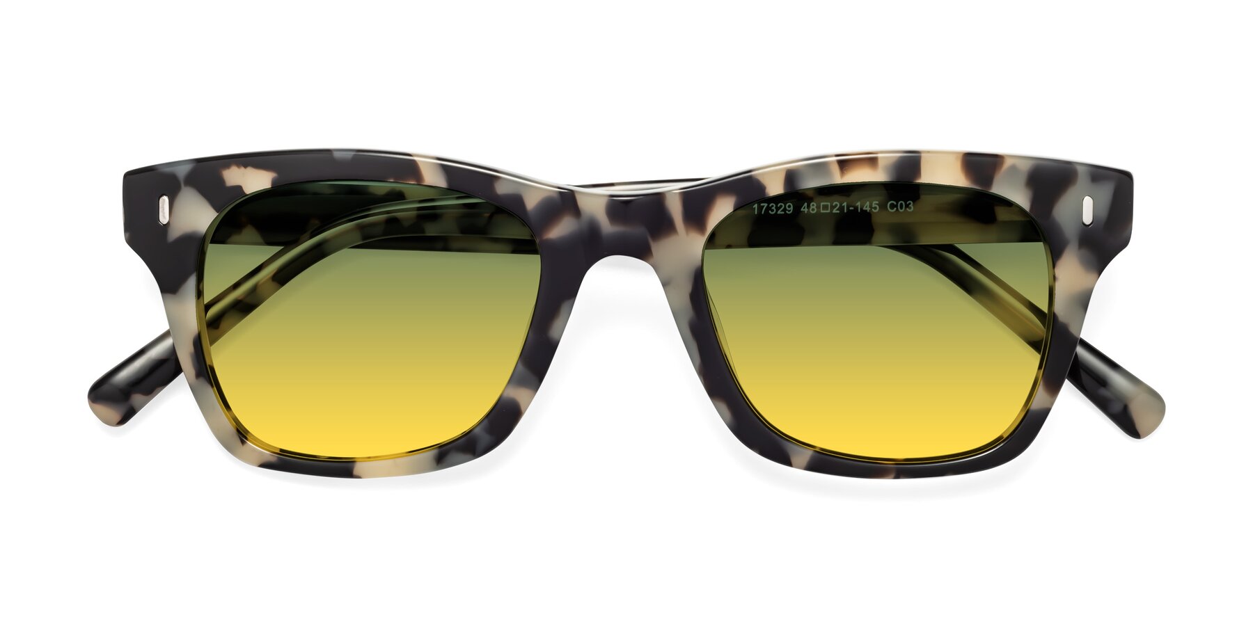 Folded Front of 17329 in Havana with Green / Yellow Gradient Lenses