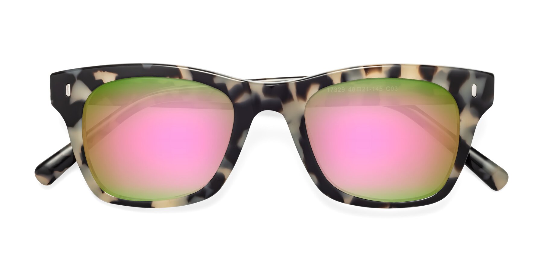 Folded Front of Ben in Havana with Pink Mirrored Lenses