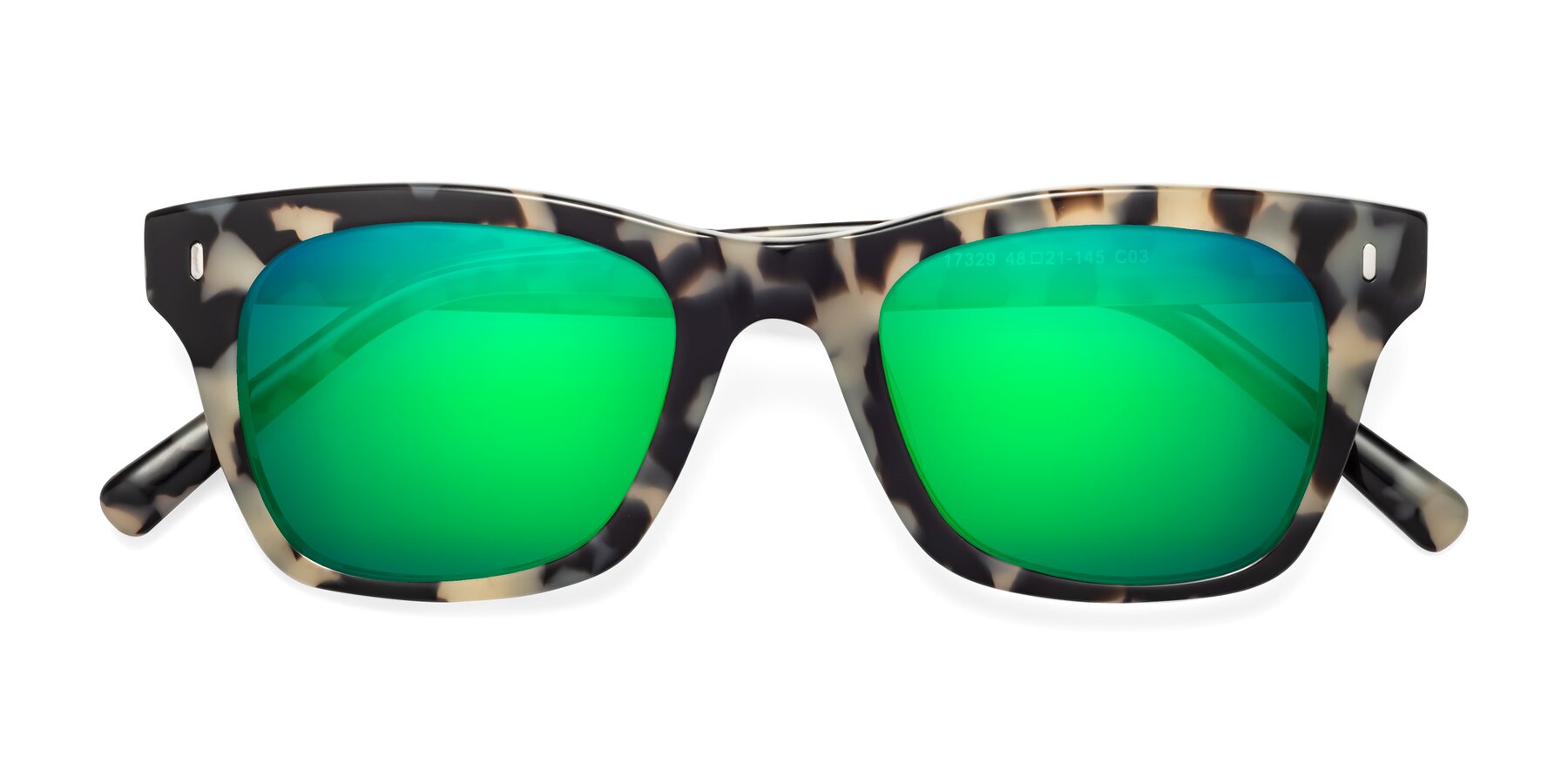 Folded Front of Ben in Havana with Green Mirrored Lenses