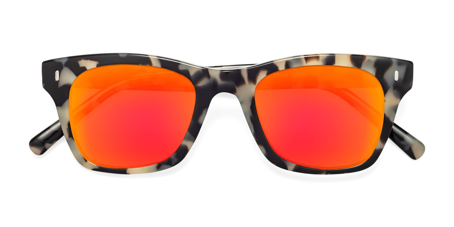 Folded Front of Ben in Havana with Red Gold Mirrored Lenses