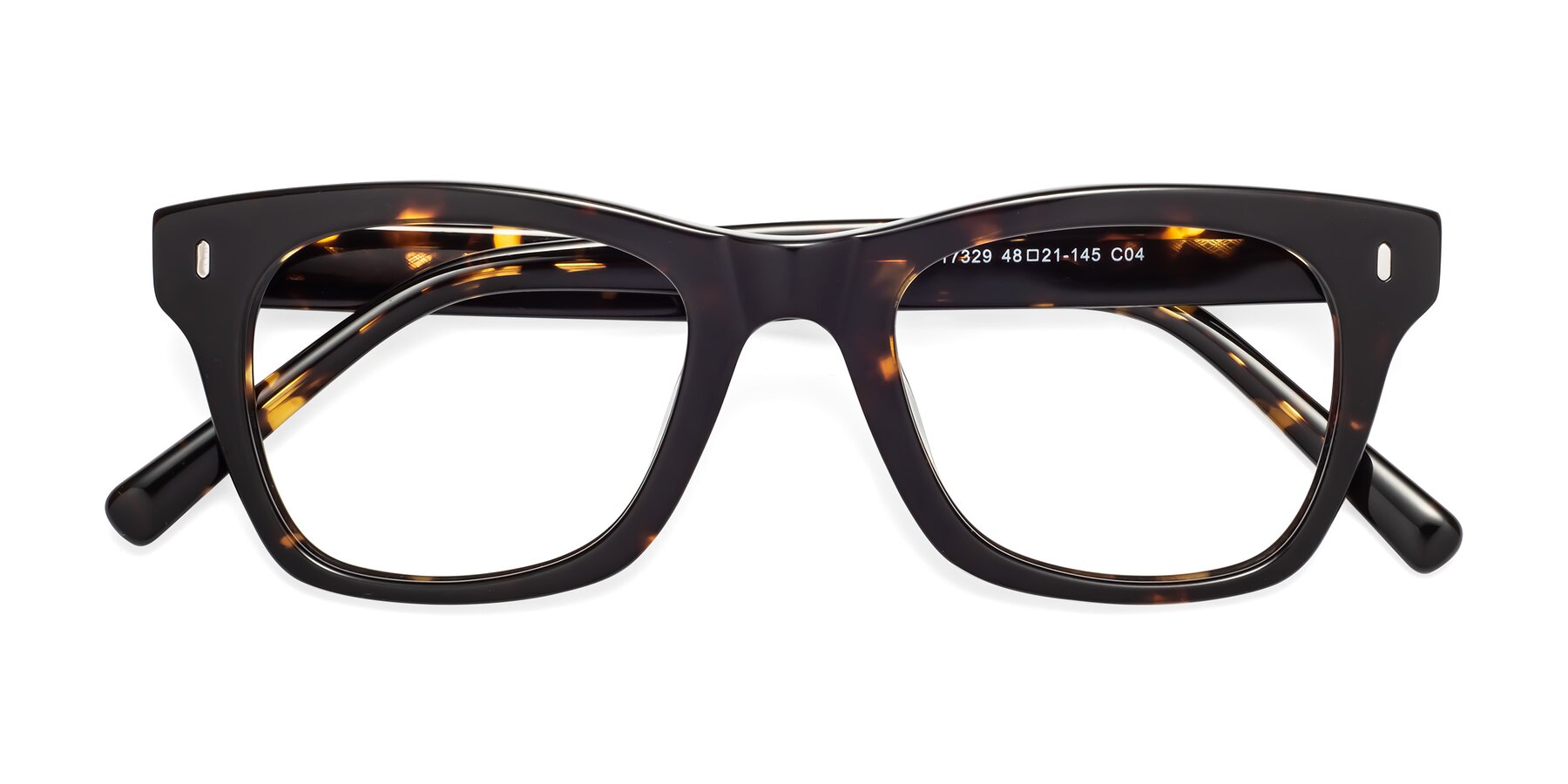 Folded Front of 17329 in Tortoise Brown with Clear Reading Eyeglass Lenses