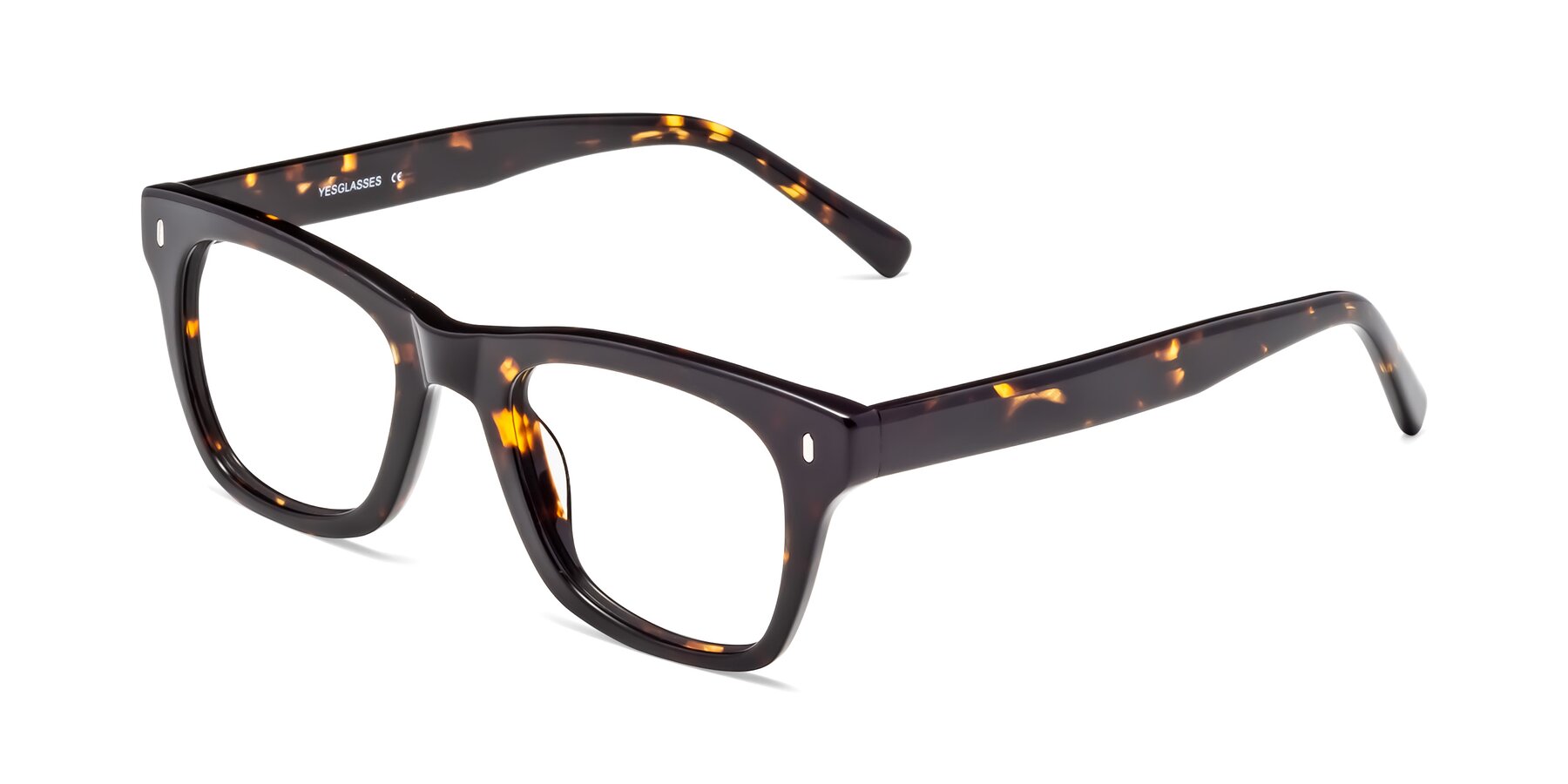 Angle of 17329 in Tortoise Brown with Clear Reading Eyeglass Lenses