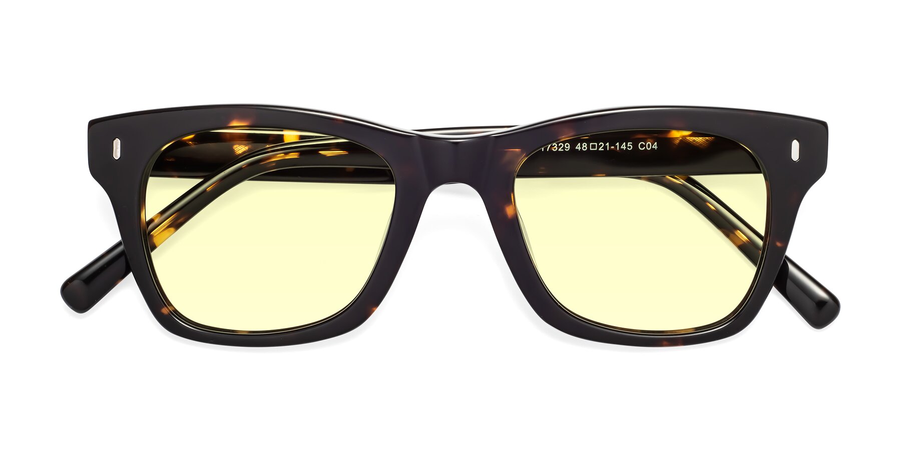 Folded Front of Ben in Tortoise Brown with Light Yellow Tinted Lenses
