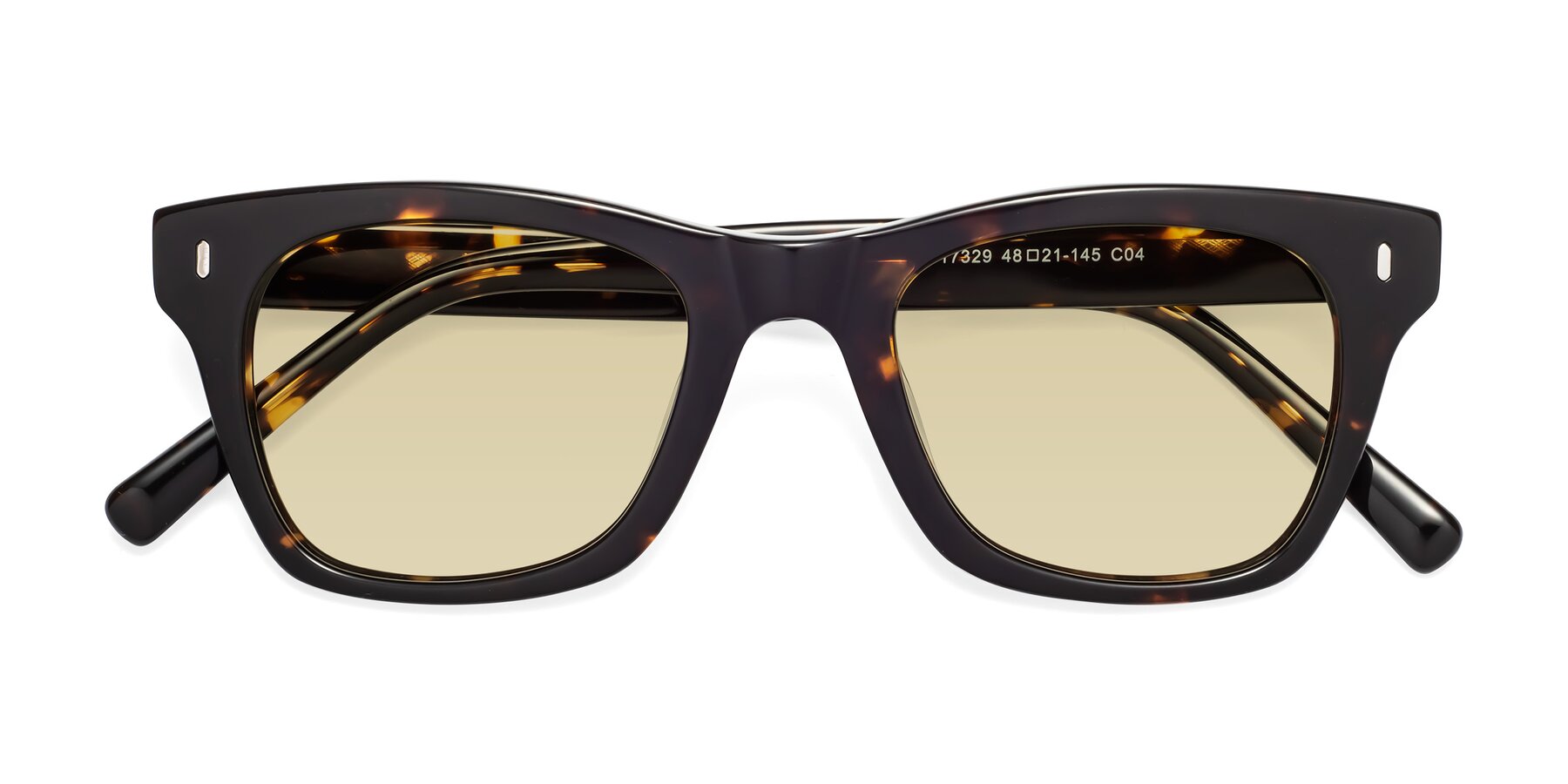 Folded Front of Ben in Tortoise Brown with Light Champagne Tinted Lenses