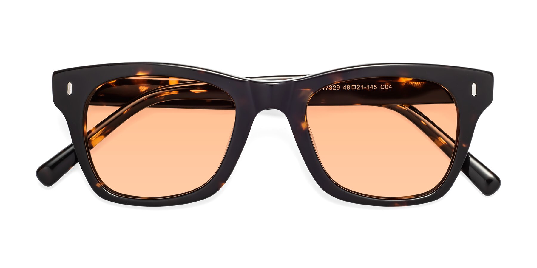 Folded Front of Ben in Tortoise Brown with Light Orange Tinted Lenses