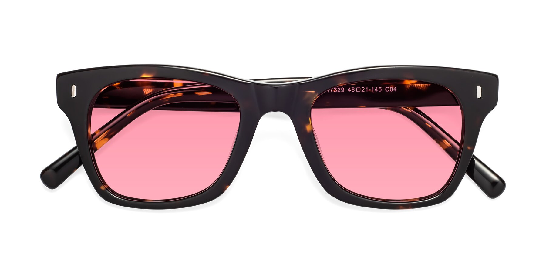 Folded Front of 17329 in Tortoise Brown with Pink Tinted Lenses