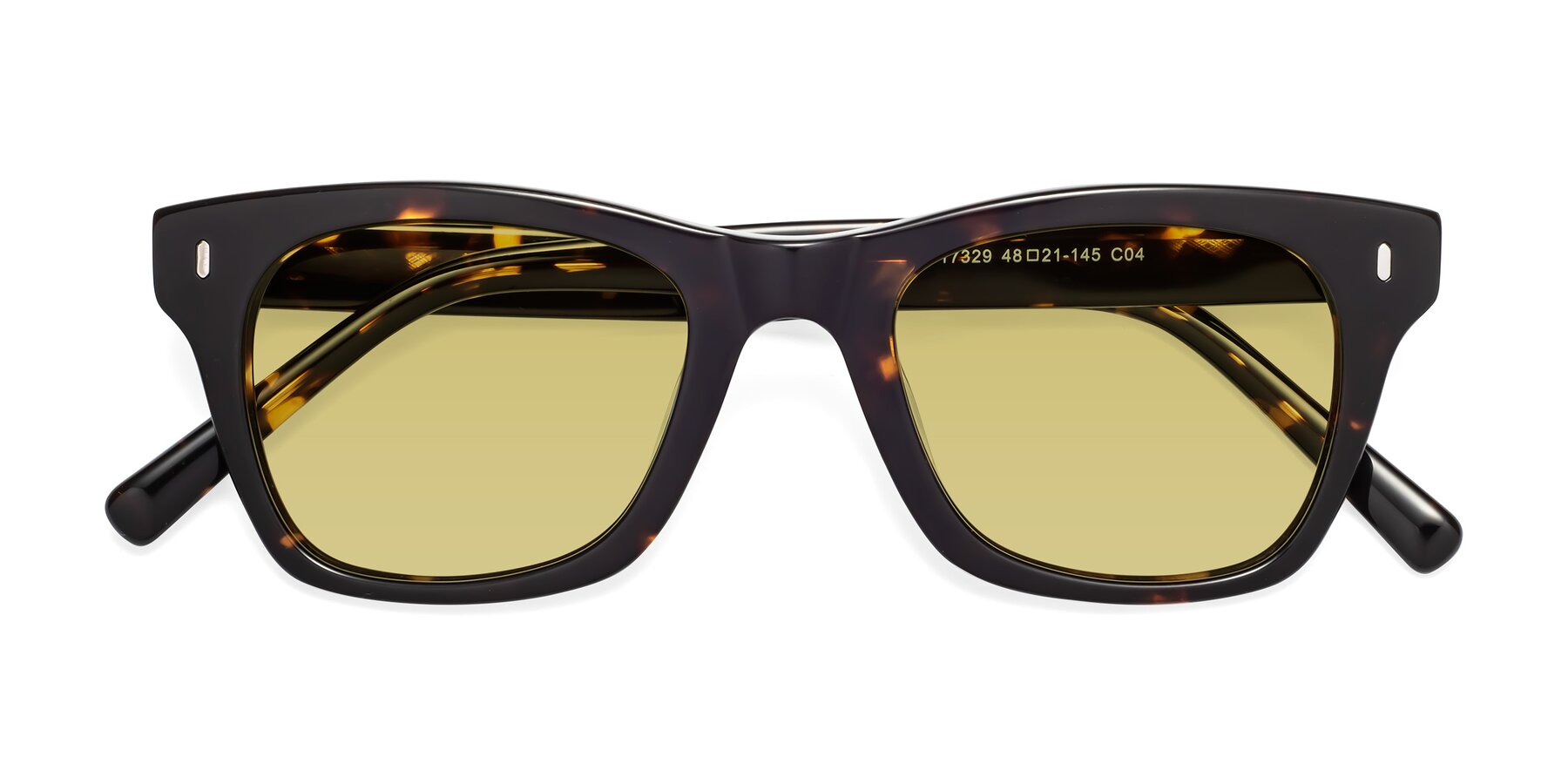 Folded Front of Ben in Tortoise Brown with Medium Champagne Tinted Lenses