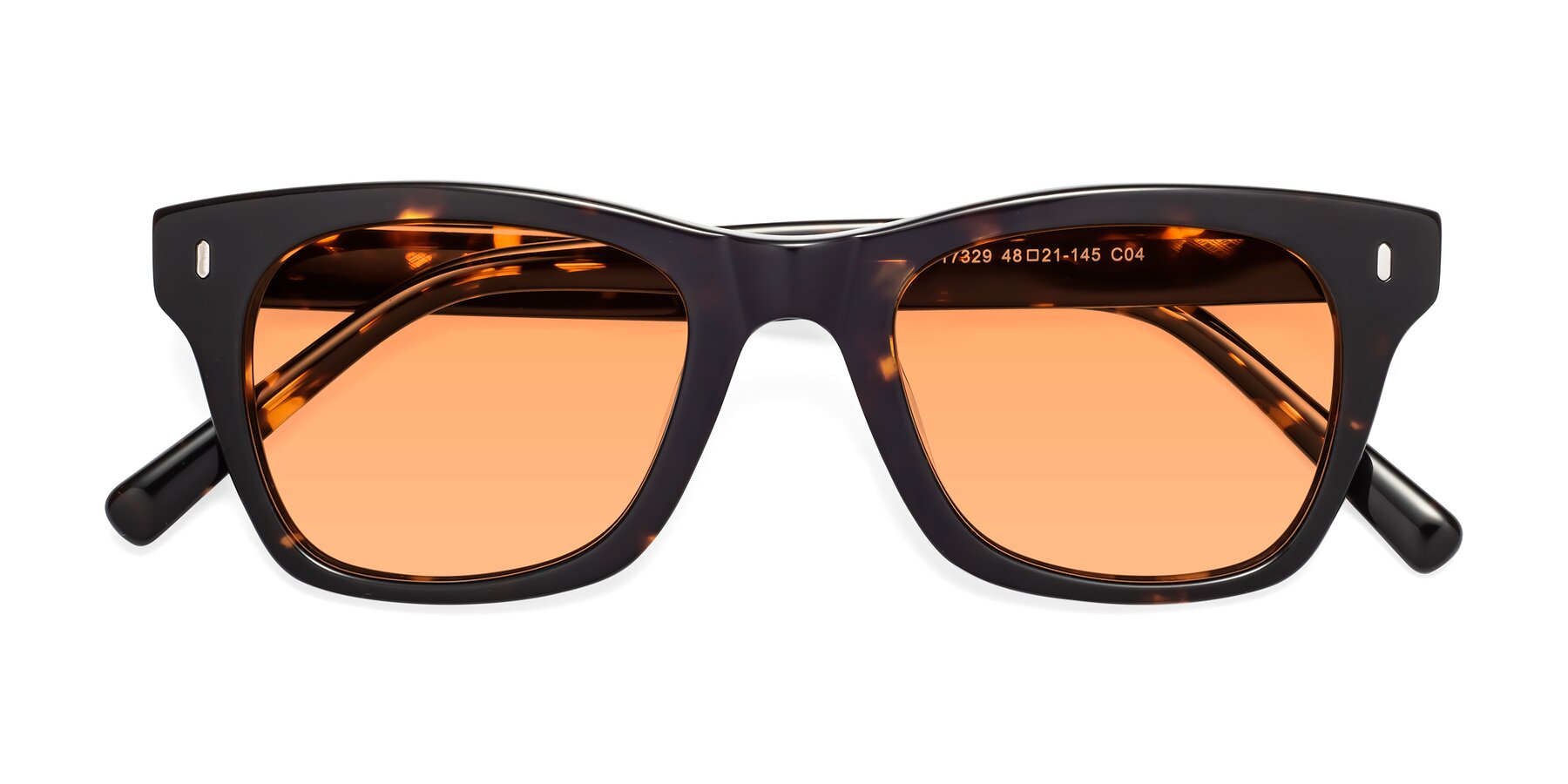 Folded Front of Ben in Tortoise Brown with Medium Orange Tinted Lenses