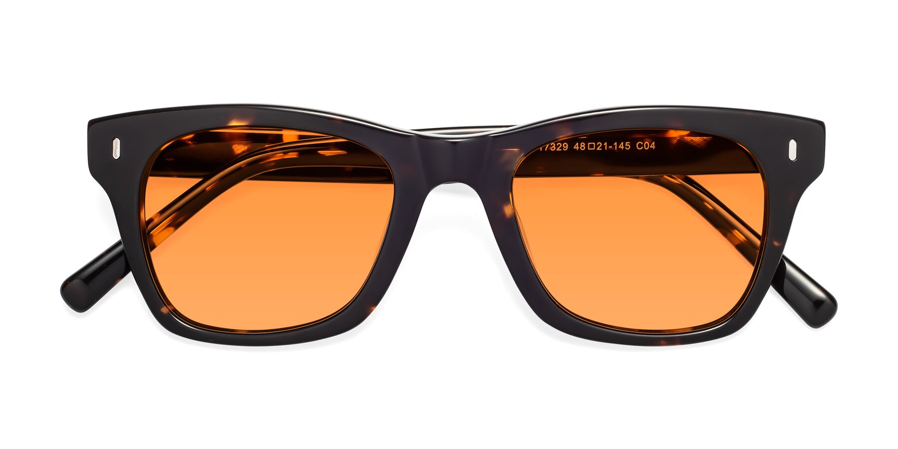 Folded Front of Ben in Tortoise Brown with Orange Tinted Lenses
