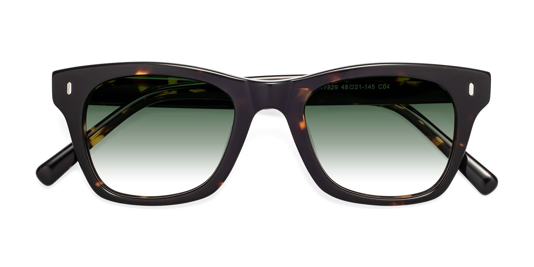 Folded Front of Ben in Tortoise Brown with Green Gradient Lenses