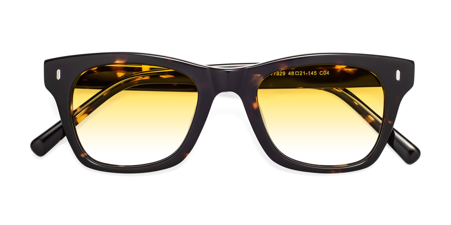 Folded Front of Ben in Tortoise Brown with Yellow Gradient Lenses