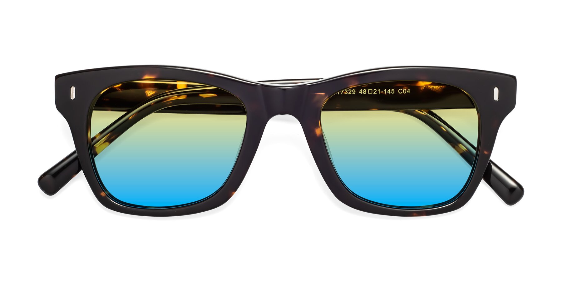 Folded Front of 17329 in Tortoise Brown with Yellow / Blue Gradient Lenses