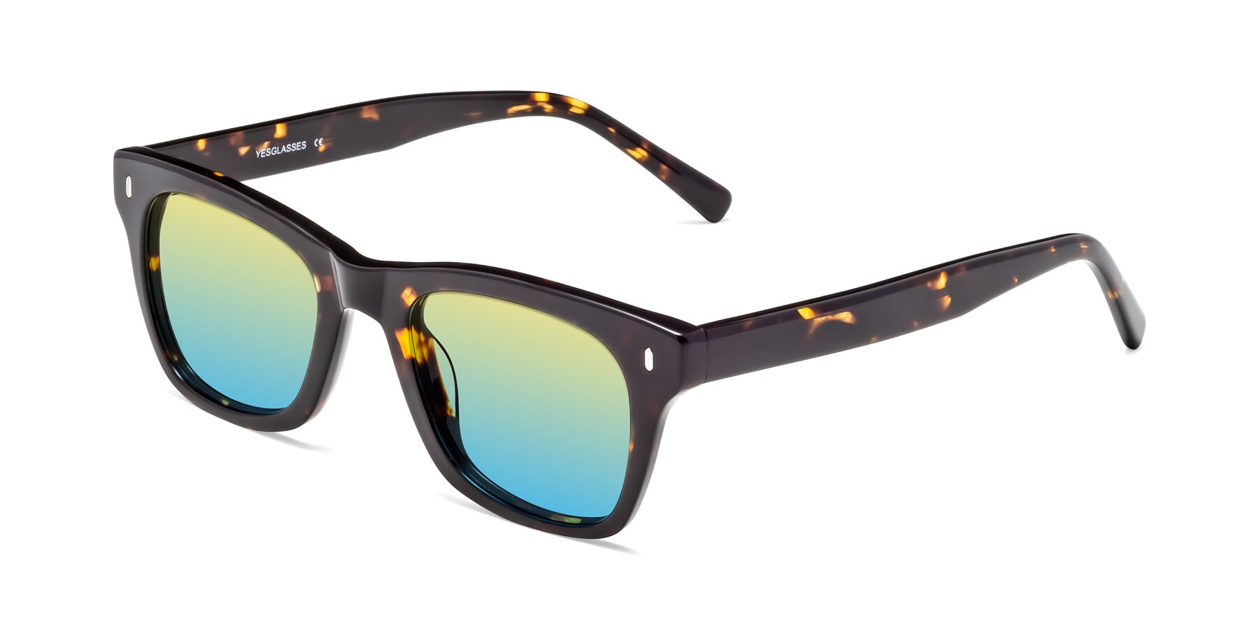 Angle of 17329 in Tortoise Brown with Yellow / Blue Gradient Lenses