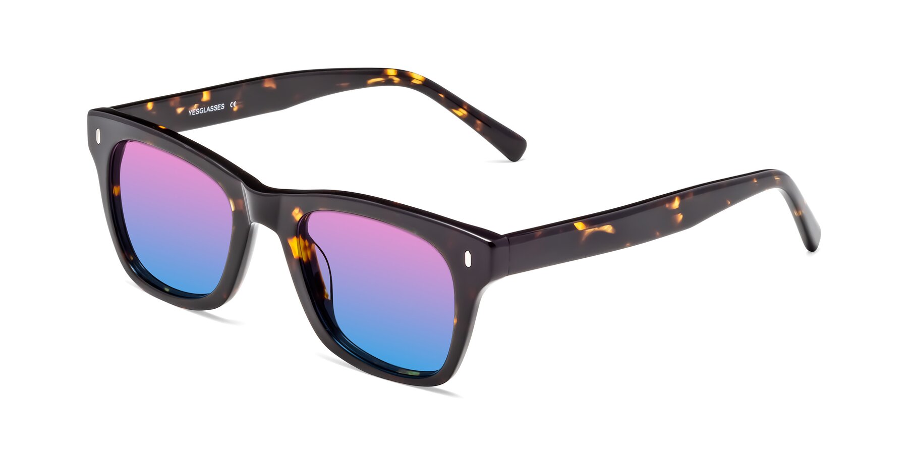 Angle of 17329 in Tortoise Brown with Pink / Blue Gradient Lenses