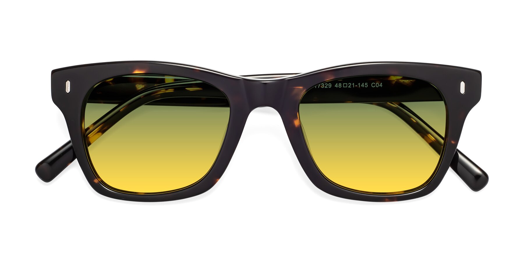 Folded Front of Ben in Tortoise Brown with Green / Yellow Gradient Lenses