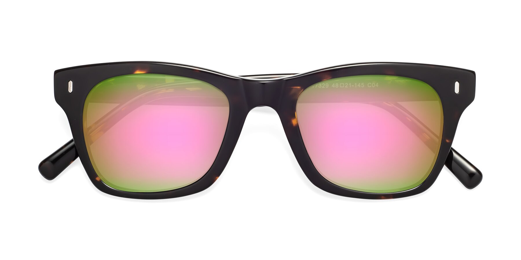 Folded Front of 17329 in Tortoise Brown with Pink Mirrored Lenses