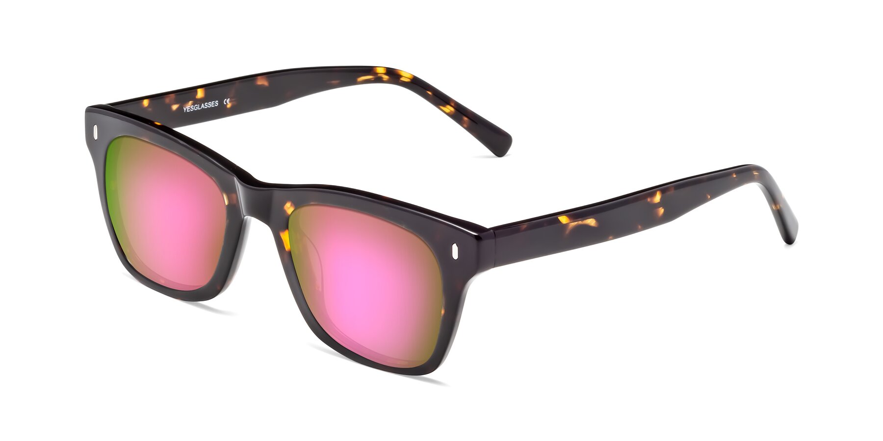 Angle of 17329 in Tortoise Brown with Pink Mirrored Lenses