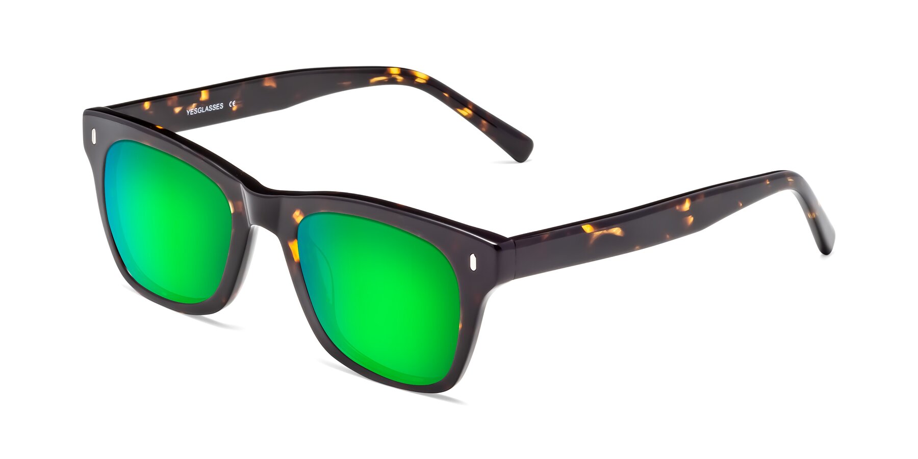 Angle of Ben in Tortoise Brown with Green Mirrored Lenses