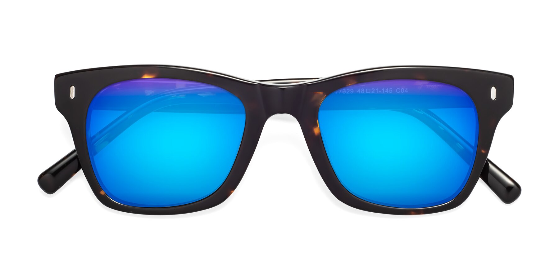 Folded Front of 17329 in Tortoise Brown with Blue Mirrored Lenses