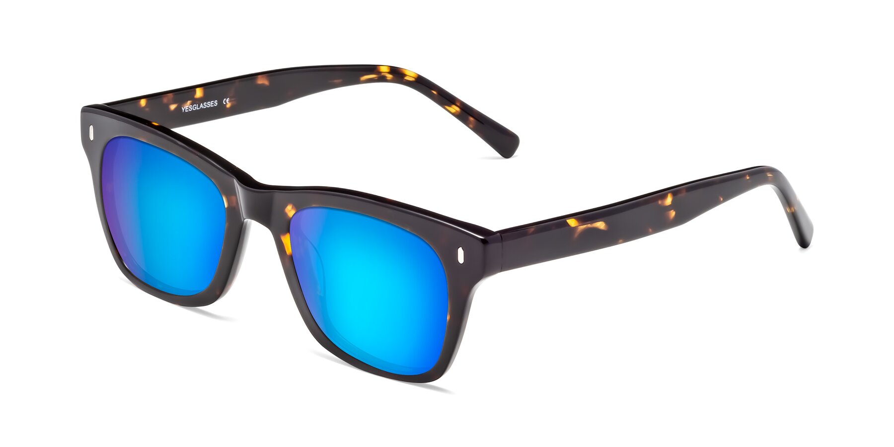 Angle of Ben in Tortoise Brown with Blue Mirrored Lenses