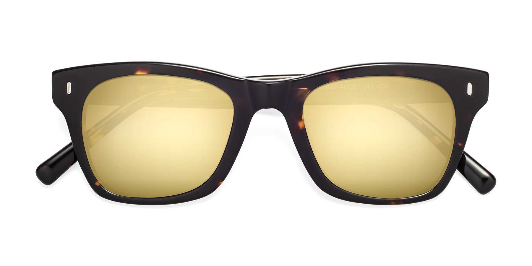 Folded Front of Ben in Tortoise Brown with Gold Mirrored Lenses