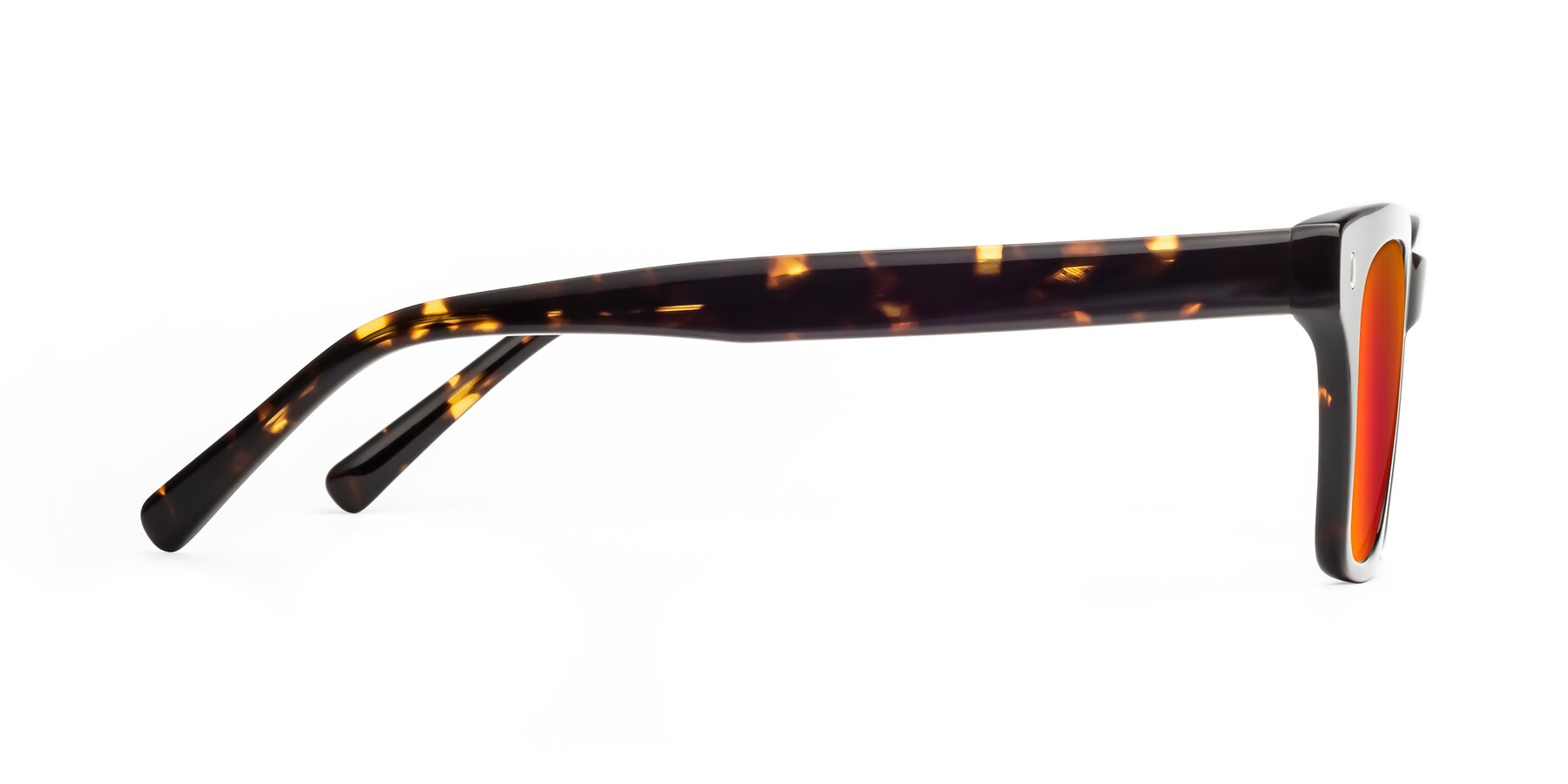 Side of Ben in Tortoise Brown with Red Gold Mirrored Lenses