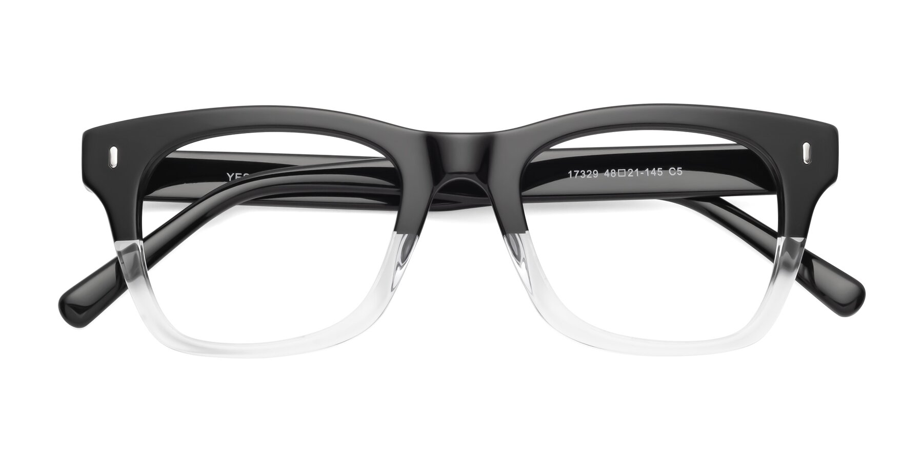 Folded Front of 17329 in Black-Clear with Clear Blue Light Blocking Lenses