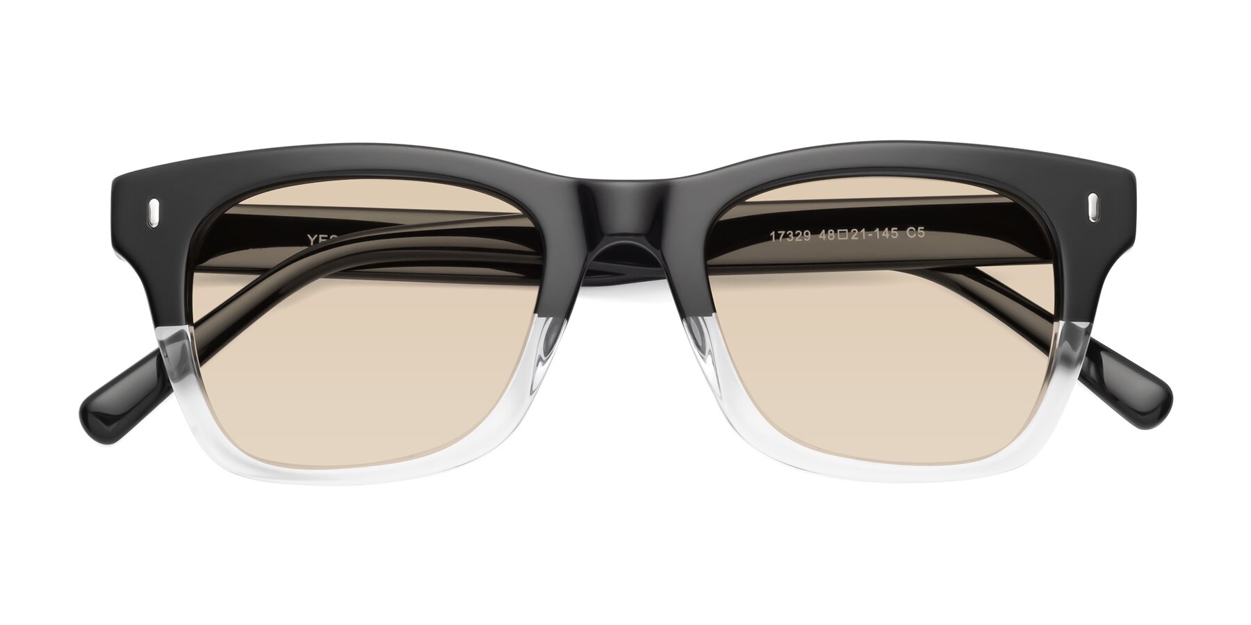 Folded Front of Ben in Black-Clear with Light Brown Tinted Lenses