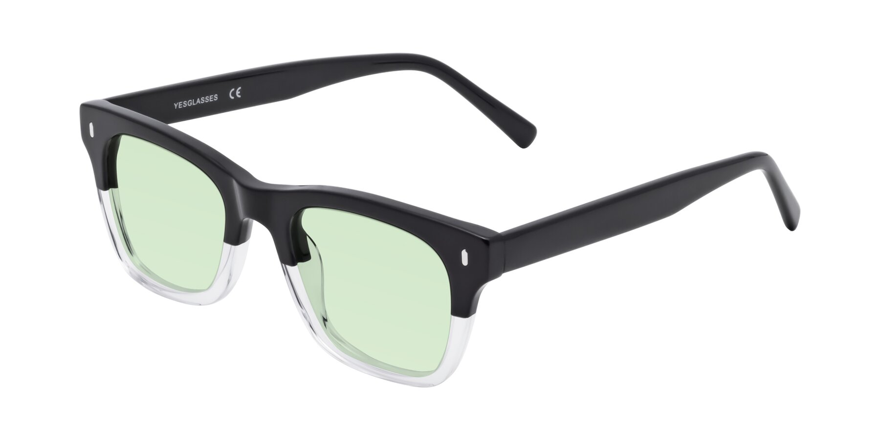 Angle of Ben in Black-Clear with Light Green Tinted Lenses