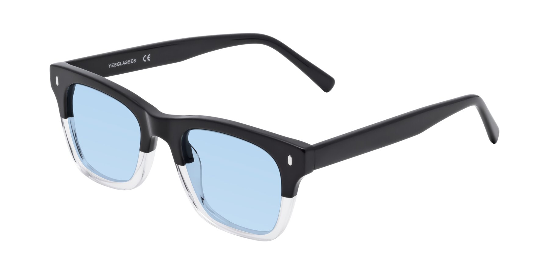 Angle of Ben in Black-Clear with Light Blue Tinted Lenses