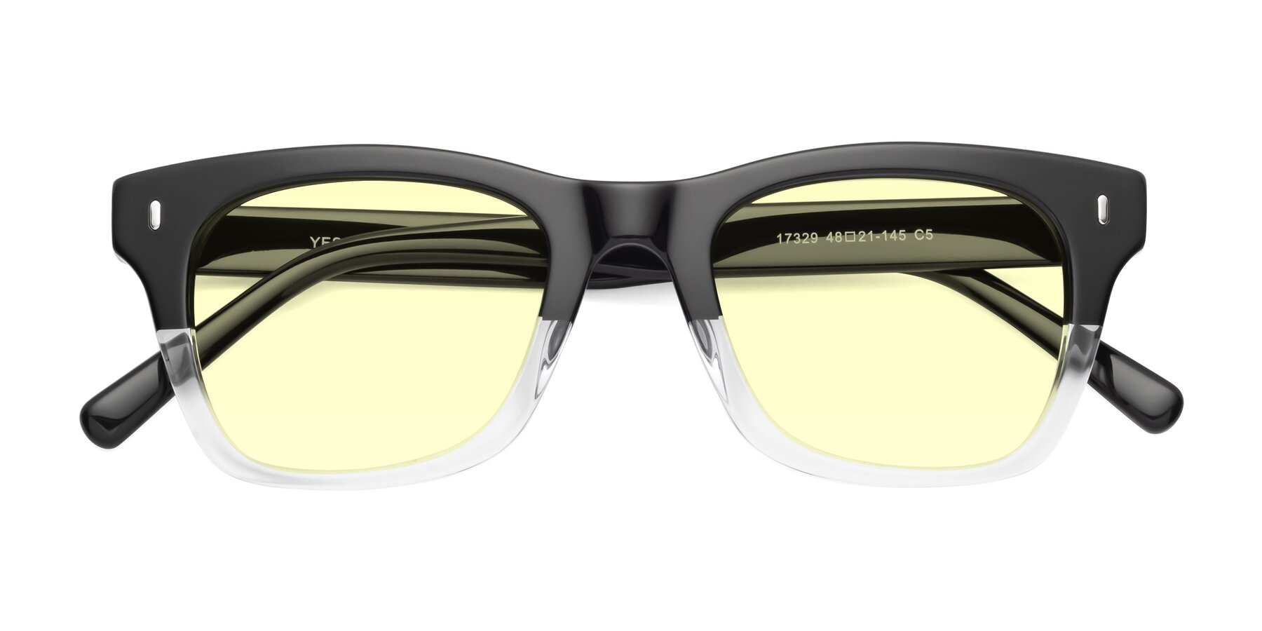Folded Front of 17329 in Black-Clear with Light Yellow Tinted Lenses