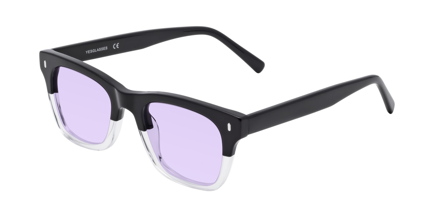 Angle of 17329 in Black-Clear with Light Purple Tinted Lenses