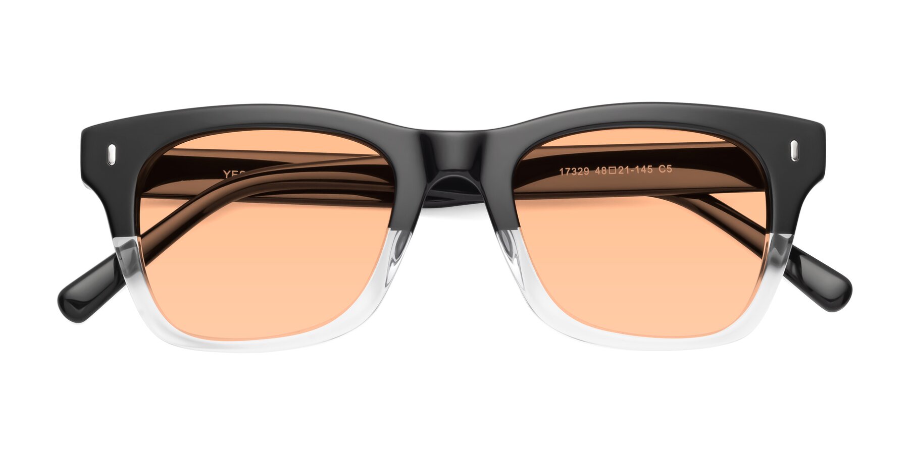 Folded Front of 17329 in Black-Clear with Light Orange Tinted Lenses