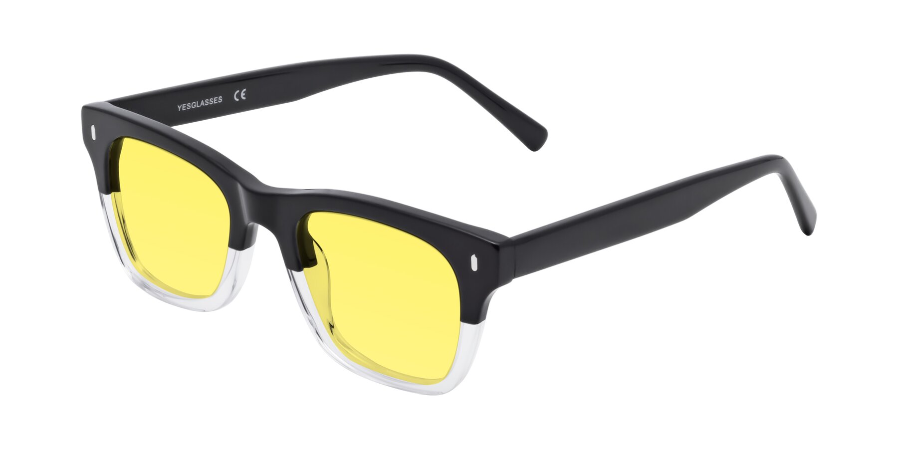Angle of 17329 in Black-Clear with Medium Yellow Tinted Lenses