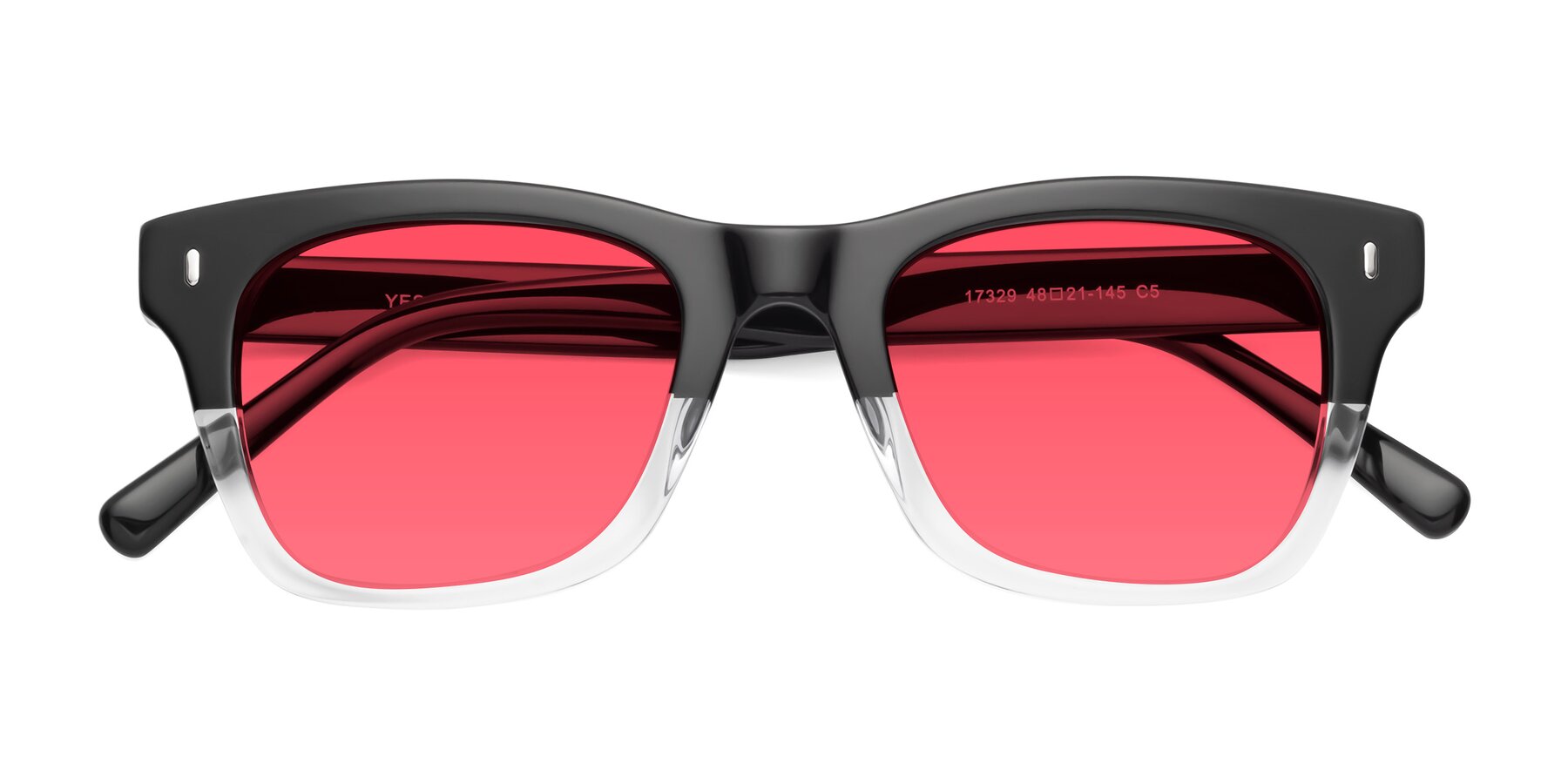 Folded Front of Ben in Black-Clear with Red Tinted Lenses
