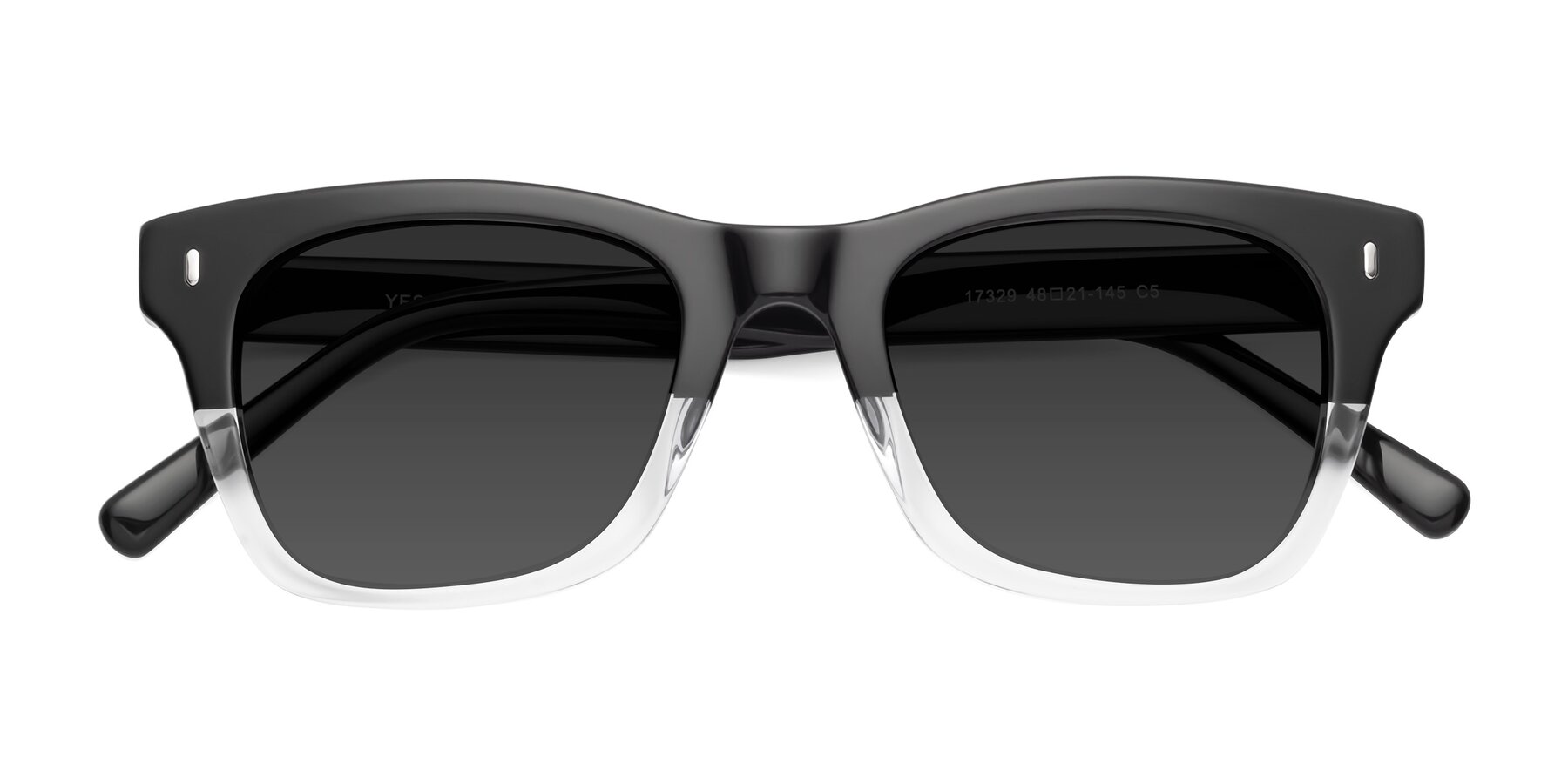 Folded Front of 17329 in Black-Clear with Gray Tinted Lenses