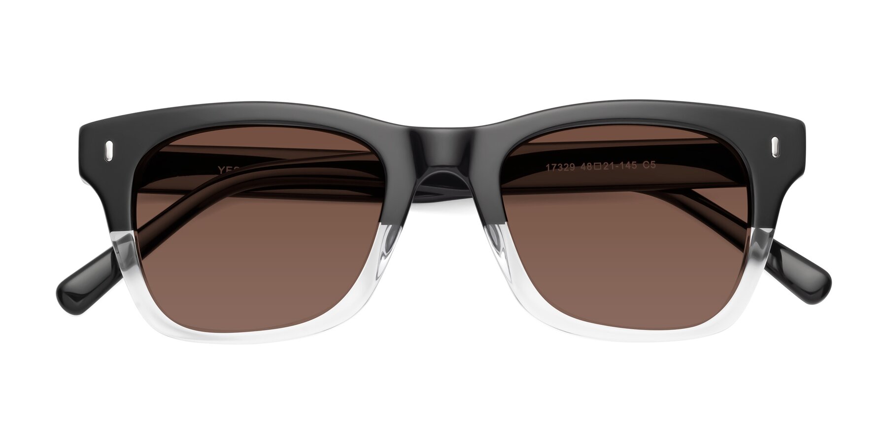 Folded Front of Ben in Black-Clear with Brown Tinted Lenses