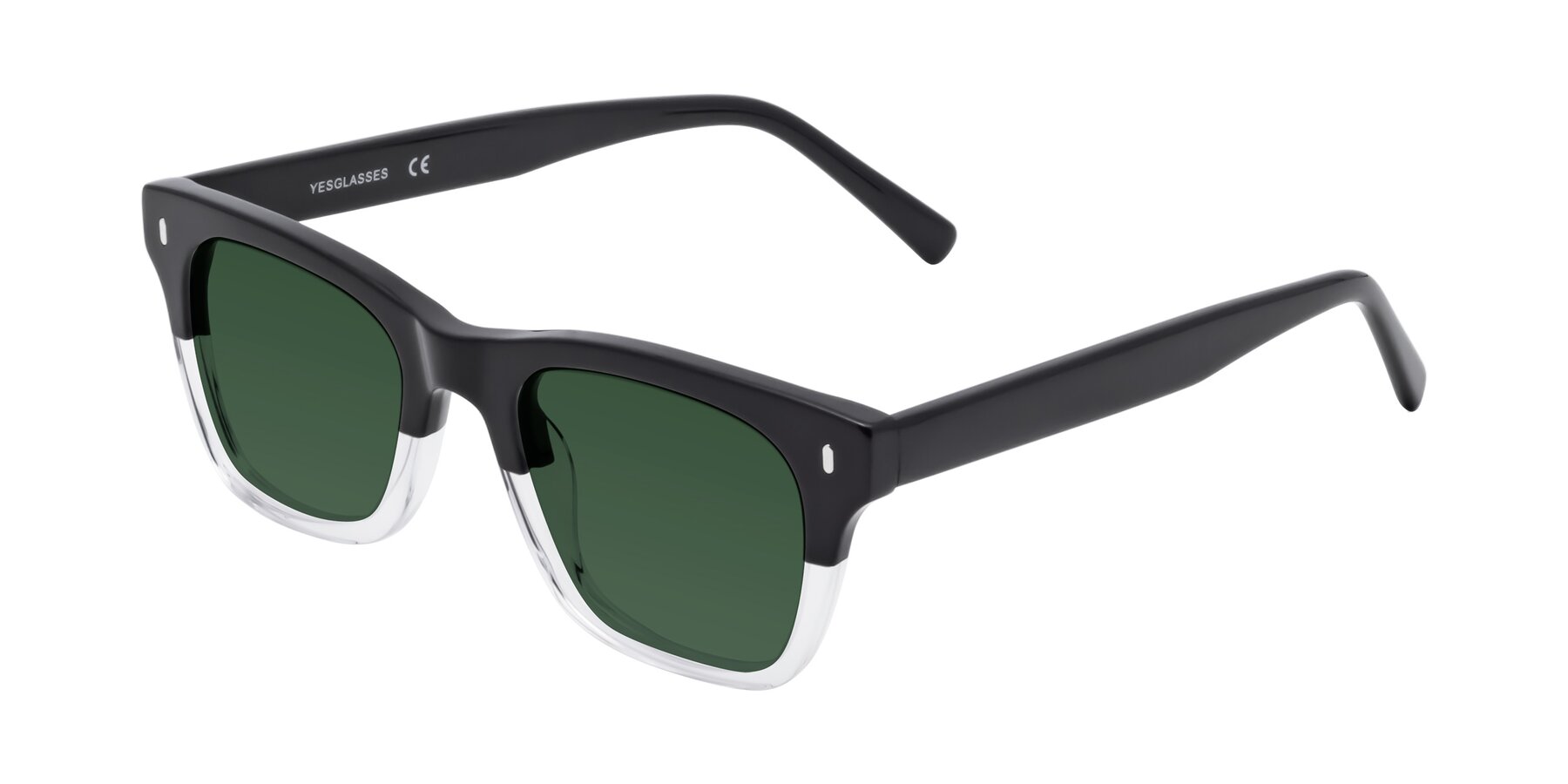 Angle of 17329 in Black-Clear with Green Tinted Lenses