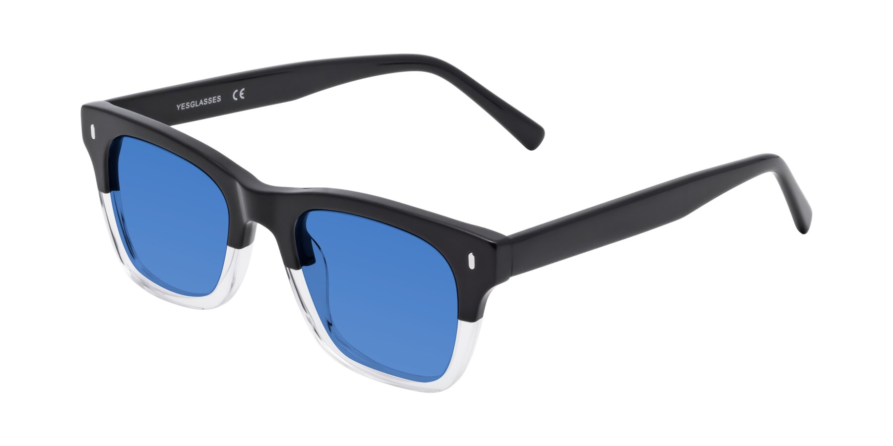 Angle of 17329 in Black-Clear with Blue Tinted Lenses