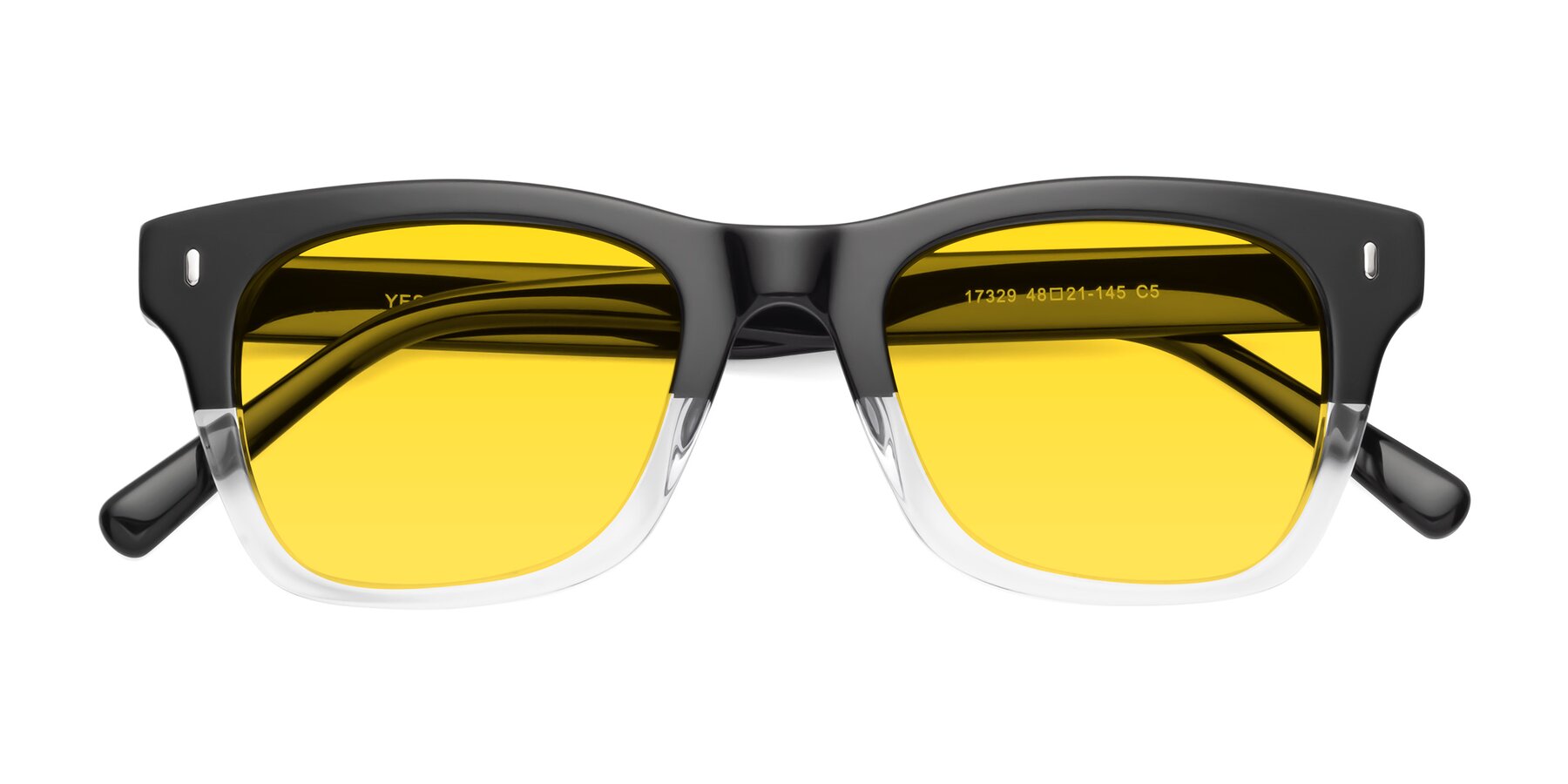 Folded Front of Ben in Black-Clear with Yellow Tinted Lenses